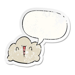 cartoon cloud and speech bubble distressed sticker