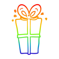 rainbow gradient line drawing wrapped gift