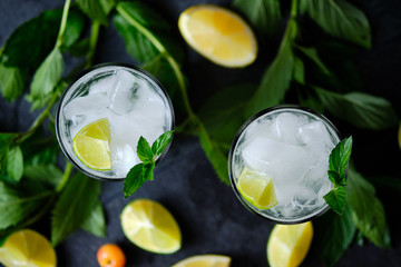 Mojito. Cocktail with rum, lime, sugar syrup, mint and soda. A refreshing summer cocktail.