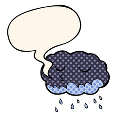 cartoon rain cloud and speech bubble in comic book style