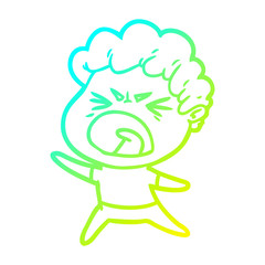 cold gradient line drawing cartoon furious man