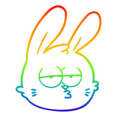rainbow gradient line drawing cartoon jaded rabbit face