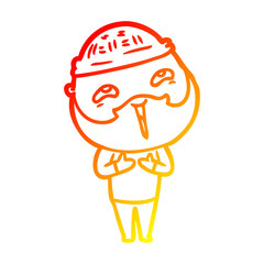 warm gradient line drawing cartoon happy bearded man