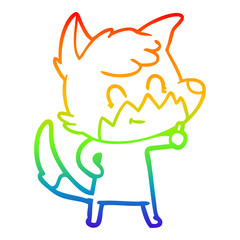 rainbow gradient line drawing cartoon friendly fox