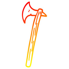 warm gradient line drawing cartoon golden large axe