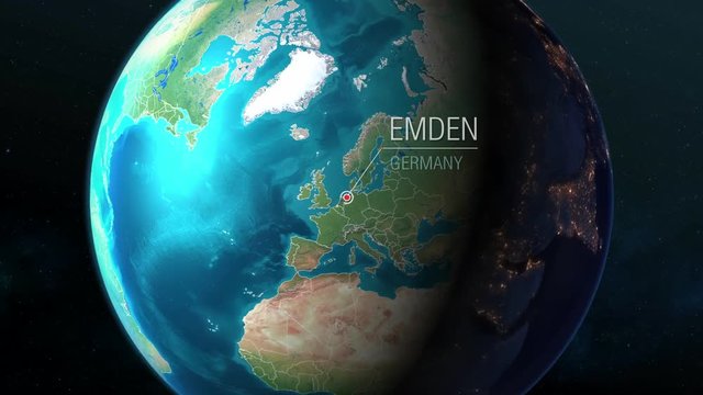 Germany - Emden - Zooming from space to earth