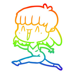 rainbow gradient line drawing cartoon woman