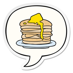 cartoon stack of pancakes and speech bubble sticker
