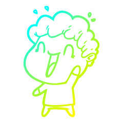 cold gradient line drawing cartoon happy man