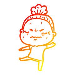warm gradient line drawing cartoon annoyed old lady