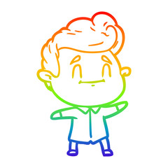 rainbow gradient line drawing happy cartoon man