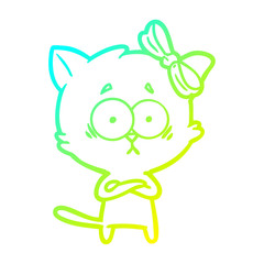 cold gradient line drawing cartoon cat