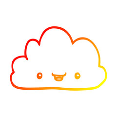 warm gradient line drawing happy cartoon cloud