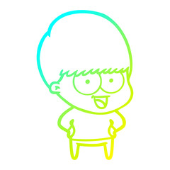 cold gradient line drawing happy cartoon boy
