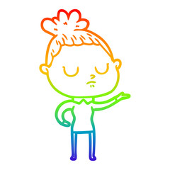 rainbow gradient line drawing cartoon calm woman