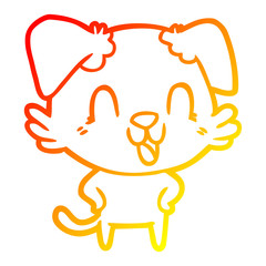 warm gradient line drawing laughing cartoon dog