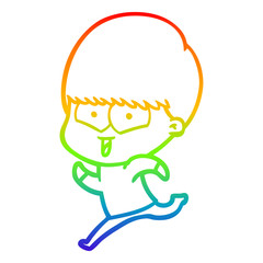 rainbow gradient line drawing cartoon happy boy