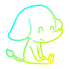cold gradient line drawing cute cartoon elephant