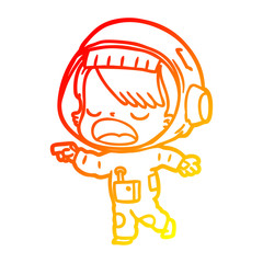warm gradient line drawing cartoon talking astronaut
