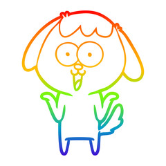 rainbow gradient line drawing cute cartoon dog
