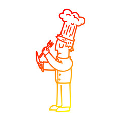 warm gradient line drawing cartoon talented chef