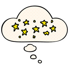 cartoon stars and thought bubble in comic book style