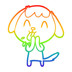 rainbow gradient line drawing cute cartoon dog