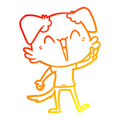 warm gradient line drawing happy little dog cartoon