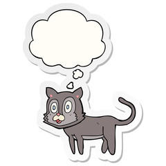 happy cartoon cat and thought bubble as a printed sticker