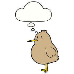 cartoon kiwi bird and thought bubble