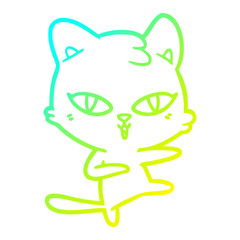 cold gradient line drawing cartoon cat