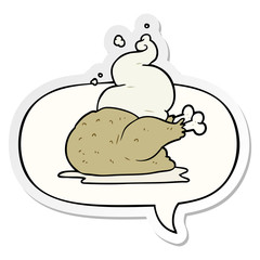 cartoon whole cooked chicken and speech bubble sticker