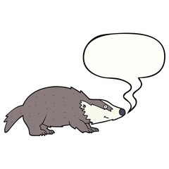 cartoon badger and speech bubble