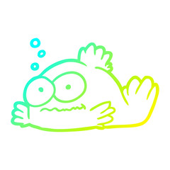 Fototapeta premium cold gradient line drawing funny goldfish