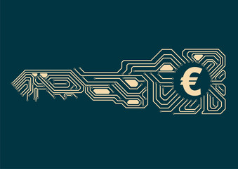 Circuit board consisting of keys, euro symbol