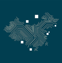 China map composed of circuit boards