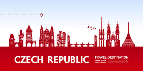 Fototapeta premium Czech Republic travel destination grand vector illustration.