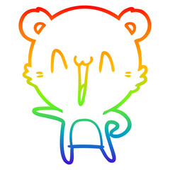 rainbow gradient line drawing happy bear cartoon