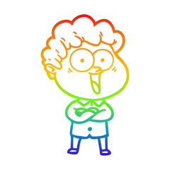 rainbow gradient line drawing cartoon happy man