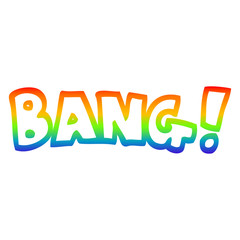 rainbow gradient line drawing cartoon word bang