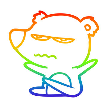 recommend clip art: rainbow gradient line drawing angry bear cartoon
