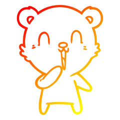 warm gradient line drawing happy laughing cartoon bear