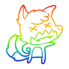 rainbow gradient line drawing cartoon dead fox