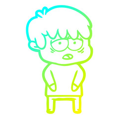 Obraz premium cold gradient line drawing cartoon exhausted boy