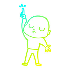 cold gradient line drawing cartoon bald man