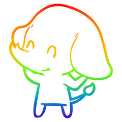 rainbow gradient line drawing cute cartoon elephant