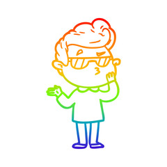 rainbow gradient line drawing cartoon cool guy
