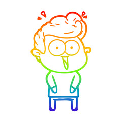 rainbow gradient line drawing cartoon excited man