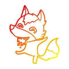 warm gradient line drawing cartoon hungry wolf