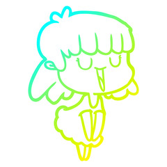 cold gradient line drawing cartoon woman